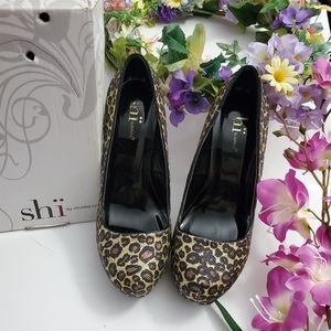 Sparkly Leopard Print Stiletto Heels